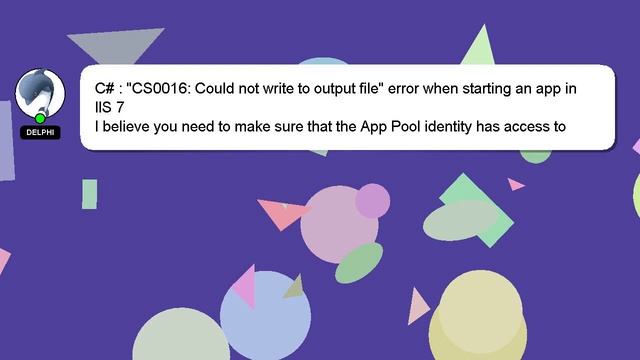 C# : "CS0016: Could not write to output file" error when starting an app in IIS 7 смотреть онлайн
