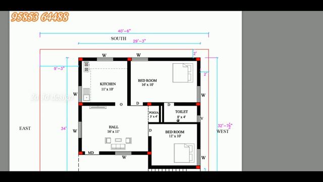 1000 Sft 30 x 35 North facing building plan as per vastu tamil смотреть онлайн