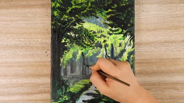 Learn How to Paint a Forest Path With a few Simple Steps | Acrylic Painting Tutorial смотреть онлайн