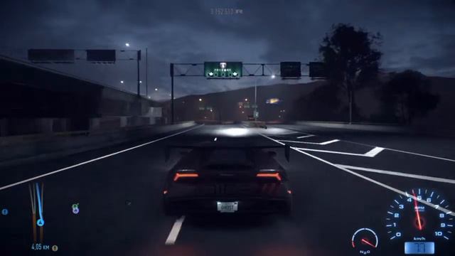 Ночь-восход в Need For Speed 2015 и куст на дороге. смотреть онлайн