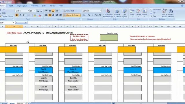 Excel Organization Chart Template Demonstration