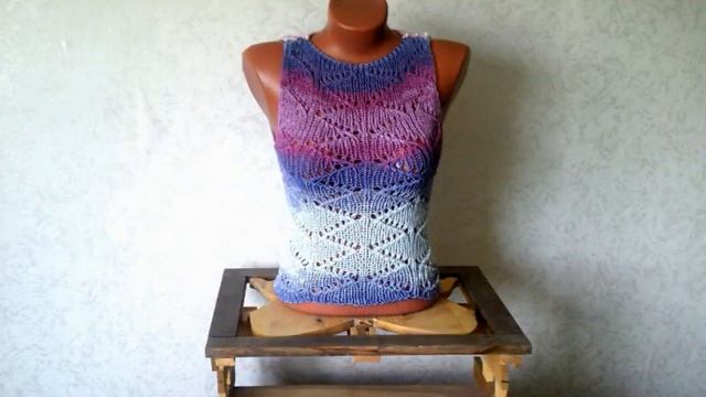 Восхитительные ажурные топики,жилетки из пряжи Alize батик с рюшами,бахромой,вязаными цветами бусам