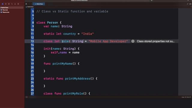 class vs static function in Swift || iOS interview Questions смотреть онлайн
