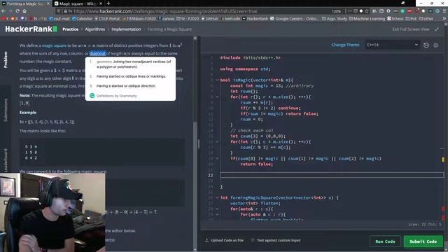 HackerRank Live Solve - Medium (Magic Square) смотреть онлайн