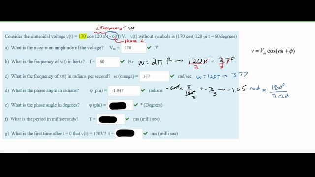 Intro to Circuit Analysis | Ch.9 Sinusoidal Steady-State Analysis | Q1: Consider the sinusoidal v.. смотреть онлайн