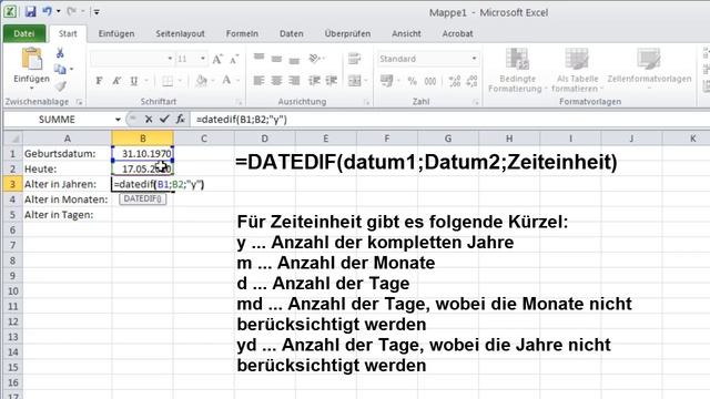 100 Excel 2010 Funktionen - Die Funktion DATEDIF смотреть онлайн