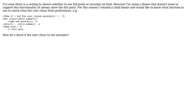 Wordpress: How to know if user choose to show full post or excerpt? смотреть онлайн