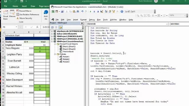 Scan barcodes for in and out times for schedule in Excel смотреть онлайн