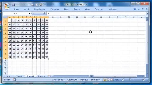 Excel Tutorial VBA Macros - How to create a number chart 1 to 100 using macro смотреть онлайн