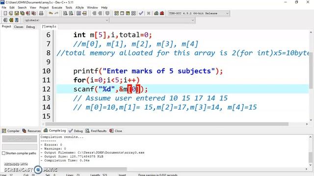 Lecture 2 Array- Program to accept marks of 5 subjects and display total marks obtained. #array смотреть онлайн