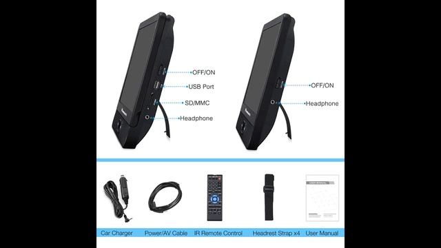 NAVISKAUTO 12" Portable Dual Screen DVD Player for Car смотреть онлайн