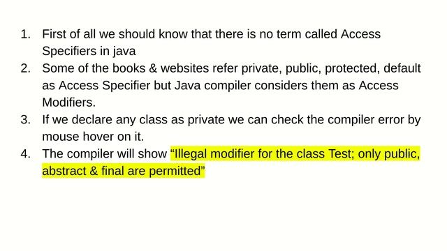 Difference between Access Specifier & Access Modifiers in java? смотреть онлайн
