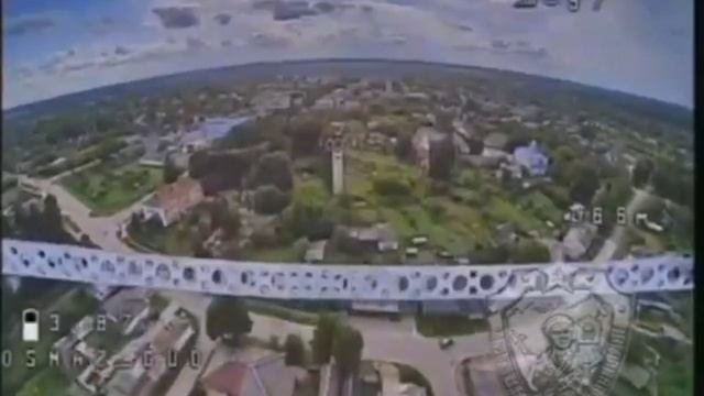 Уничтожение FPV дроном РЛС ВСУ, расположенной на водонапорной башне в Сумской области