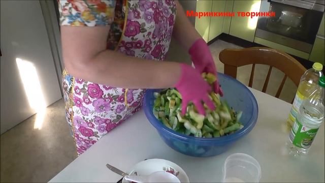 Салат из огурцов и кабачков на зиму. Маринкины творинки смотреть онлайн