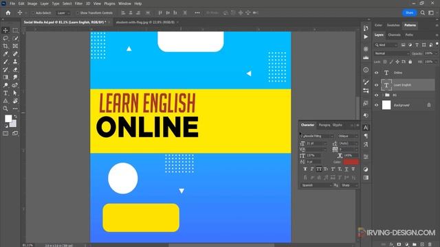 Social Media "Post Learn English" - Photoshop Tutorial смотреть онлайн