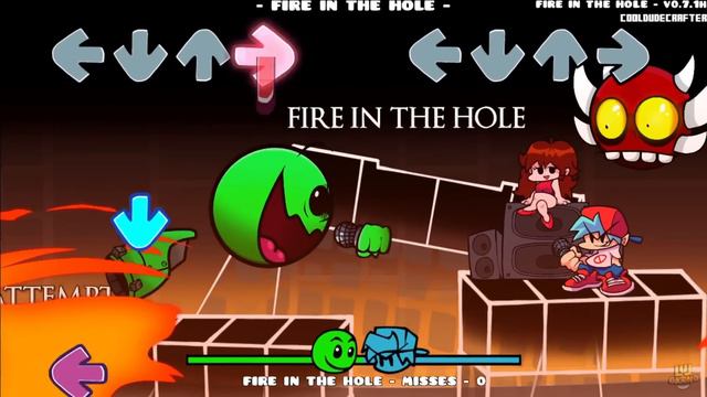 Friday Night Funkin': Fire In The Hole V3 (VS Harder - Rocky Update) | Lobotomy Geometry Dash 2.2