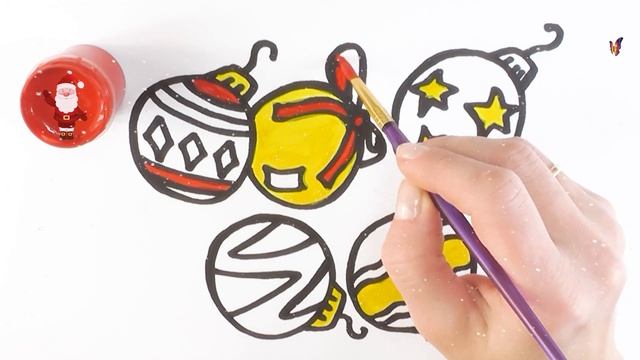 Как нарисовать ЁЛОЧНЫЕ ИГРУШКИ / раскраска ЁЛОЧНЫЕ ИГРУШКИ для детей / Раскраски малышам смотреть онлайн