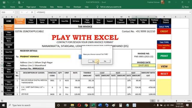 Best A4 Size Invoice Maker In Excel For Indian User (Hindi Language)