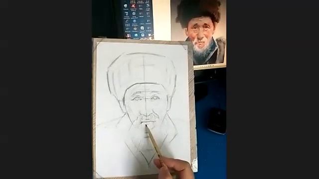 2 Портрет пожилого мужчины. Работа в цвете. Первый этап. смотреть онлайн