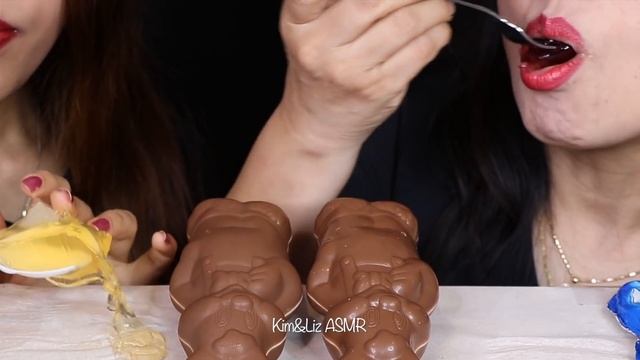 ASMR GIANT KINDER CHOCOLATE BUNNY, MALTESERS CHOCO CAKE, CARAMEL BALL ICE CREAM CAKE SAND, JELLY 먹방 смотреть онлайн