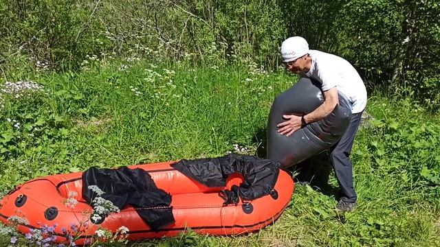Надувание пакрафта Кулик мусорным мешком через переходник из двух бутылочных пробок смотреть онлайн
