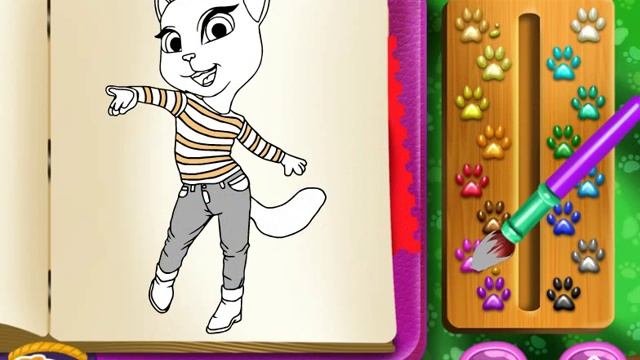 Игра Говорящий кот Том и Анжела Книжка раскраска смотреть онлайн