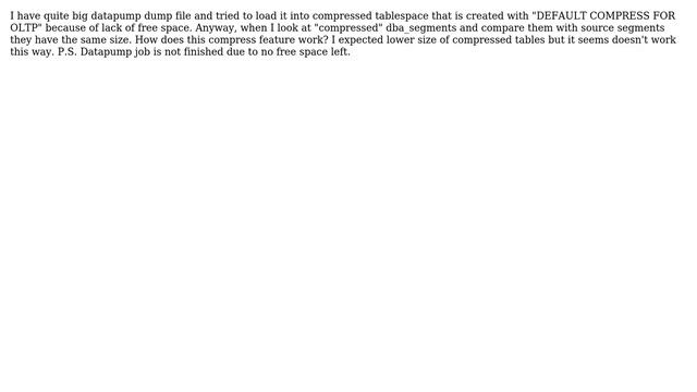 Databases: COMPRESS TABLESPACE 11g смотреть онлайн