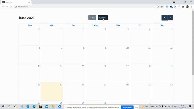 Reactjs FullCalendar Add Custom Button Working Demo смотреть онлайн