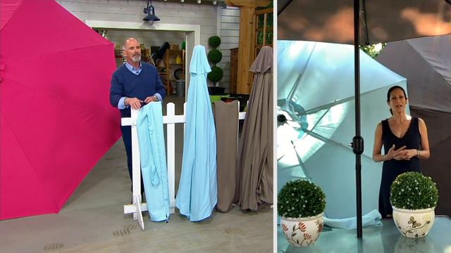 Garden Reflections 11' Round Patio Umbrella with Cover on QVC смотреть онлайн