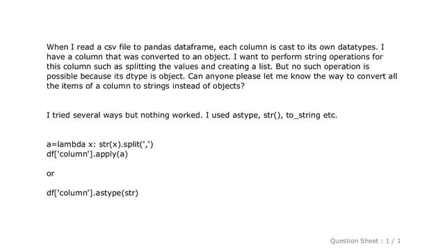 Pandas : How to convert column with dtype as object to string in Pandas Dataframe смотреть онлайн