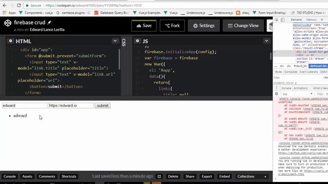 firebase vuejs crud livelink app смотреть онлайн