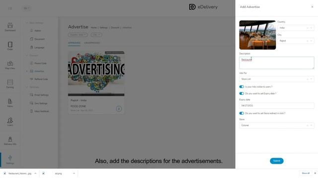 E-Delivery Admin Panel's Advertisements Settings смотреть онлайн