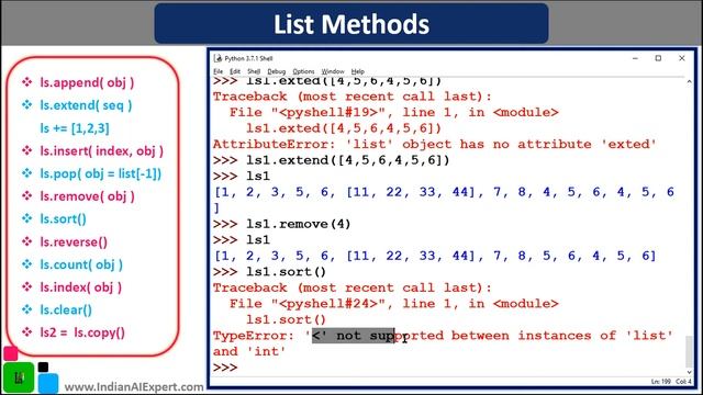 Lists in Python | Lists Methods | Part 4 | Python 3 Online Course (A to Z ) in Hindi #39 смотреть онлайн