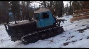 трелевка леса на дт75, замер диаметра сутунков