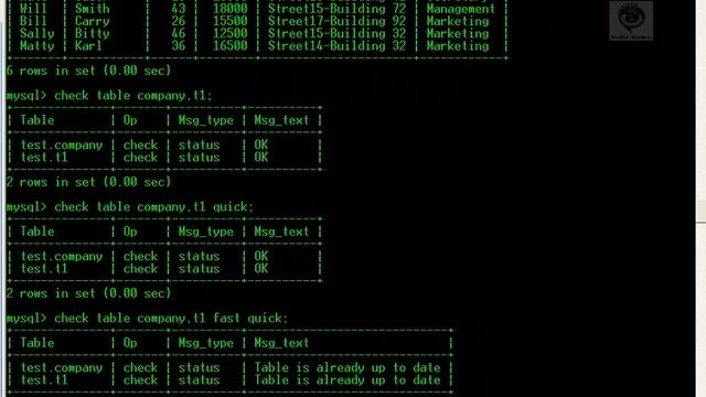 mysql 03 10 table maitainence statements check смотреть онлайн