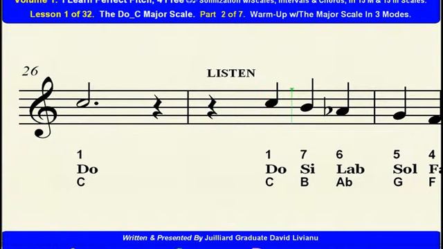 Part 2b. LESSON 1 Of 32, The Do_C Major Scale. EAR TRAINING EXERCISES