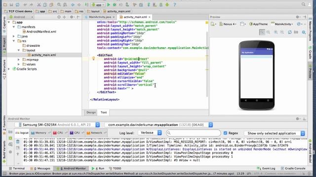 How to create TCP client in Android - Tutorial смотреть онлайн