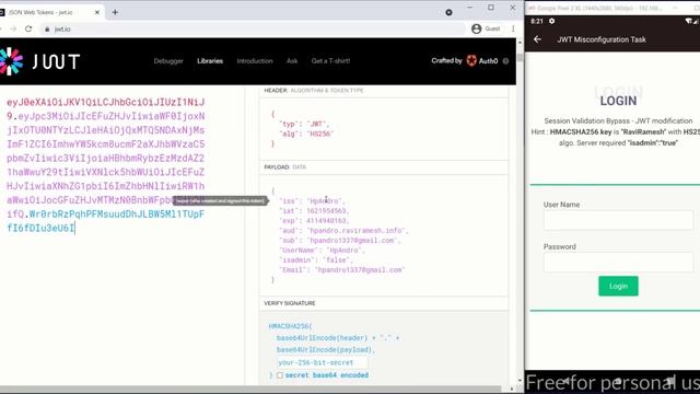 JWT Misconfiguration - hpAndro Vulnerable Application Challenge смотреть онлайн
