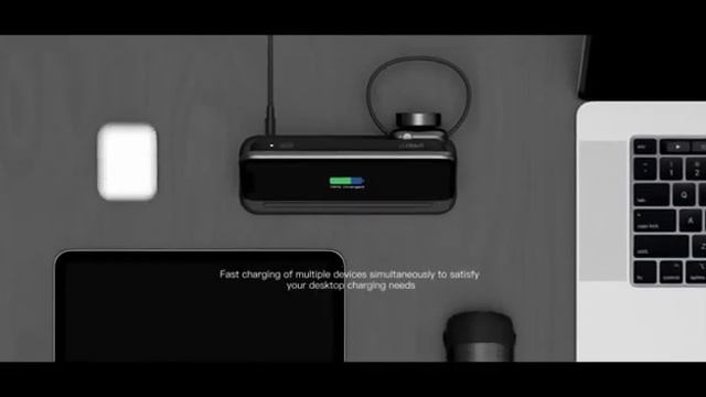 Внешний аккумулятор с беспроводной зарядкой + док станция для зарядки мощностью 60W смотреть онлайн