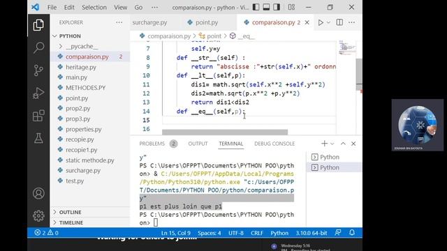 28. Python Orienté Objet: Surcharge des Opérateurs de Comparaison : eq ==, lt, gt, le, ge, ne смотреть онлайн
