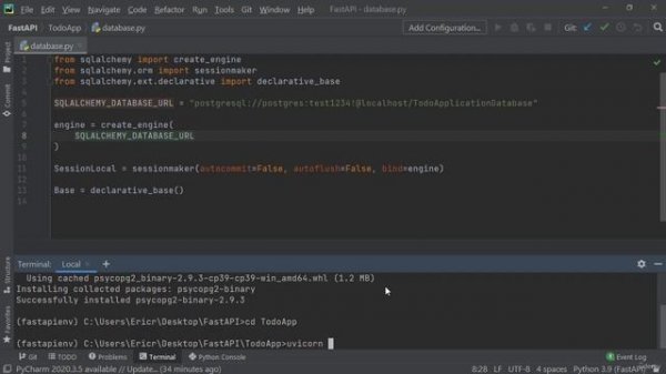 006 FastAPI Project PostgreSQL Connect to FastAPI