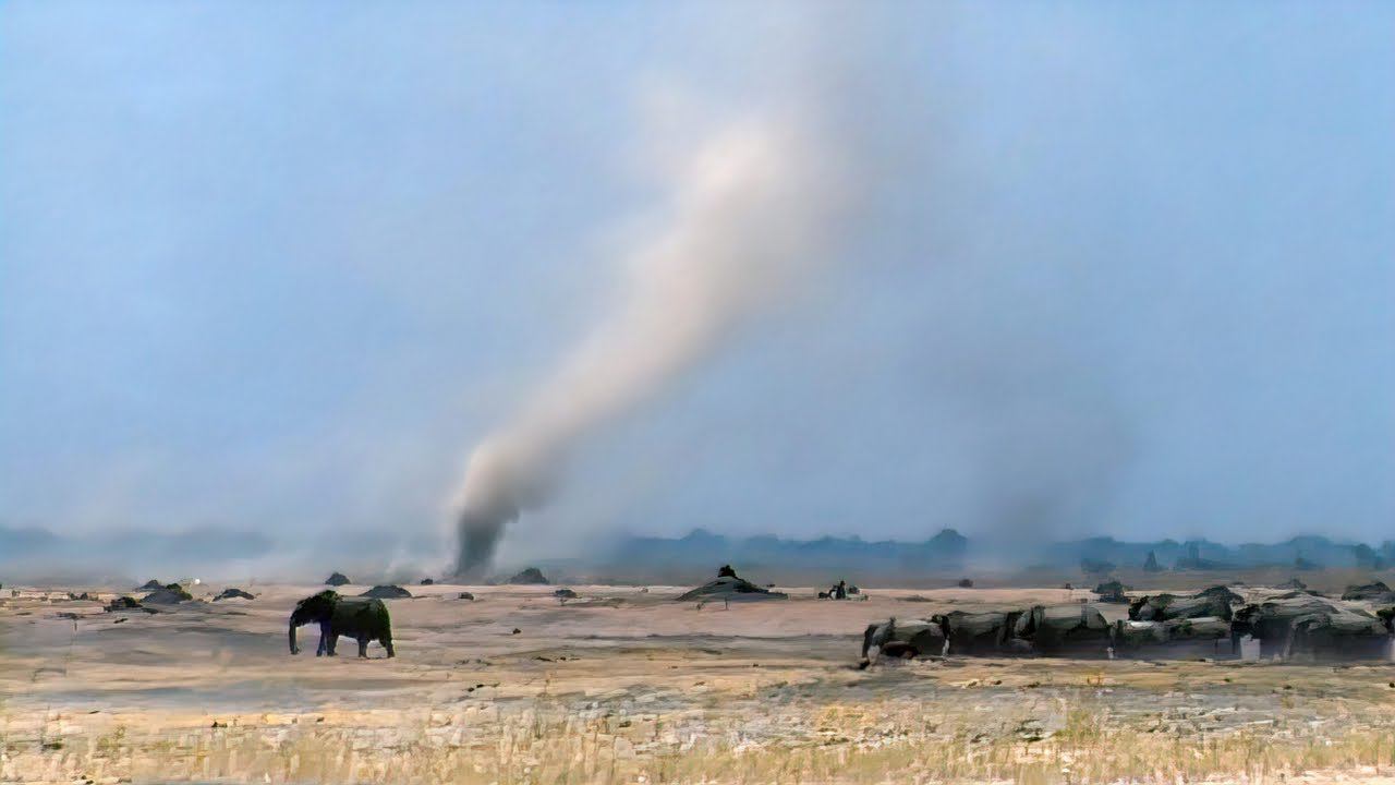 Стадо слонов попало в песчаную бурю! смотреть онлайн