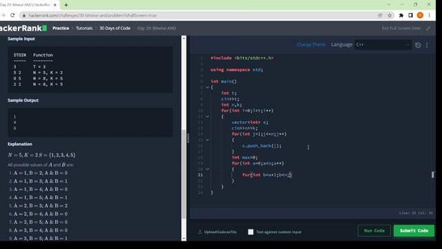 Day: 29 Bitwise AND // Hackerank Coding Solution in c++ #c #cpp #python #hackerrank смотреть онлайн
