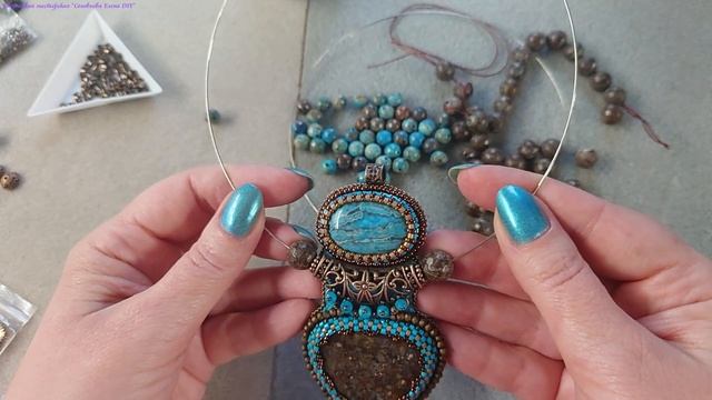 Двухрядное Колье и Кулон из Яшмы. Бижутерия своими руками. смотреть онлайн