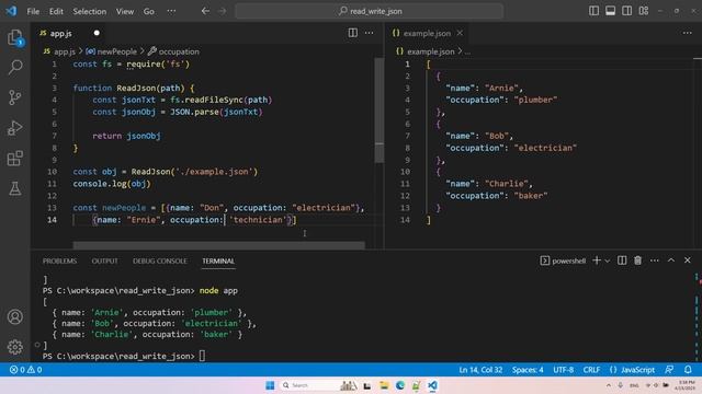 Reading and writing to a JSON file with Node.js смотреть онлайн