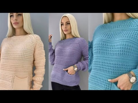 Шикарный свитер спицами с очень красивым узором. смотреть онлайн