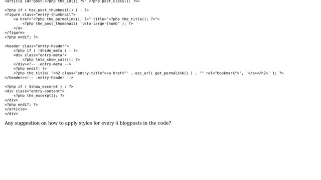 Wordpress: Apply a style for 4 blogs and another style for the next 4 blogs in wordpress blog page? смотреть онлайн