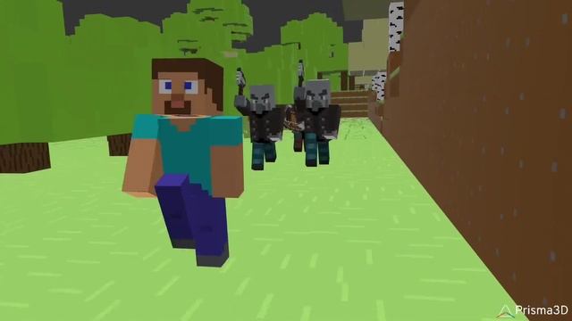 Steve attack - Minecraft Animation - Prisma3D смотреть онлайн