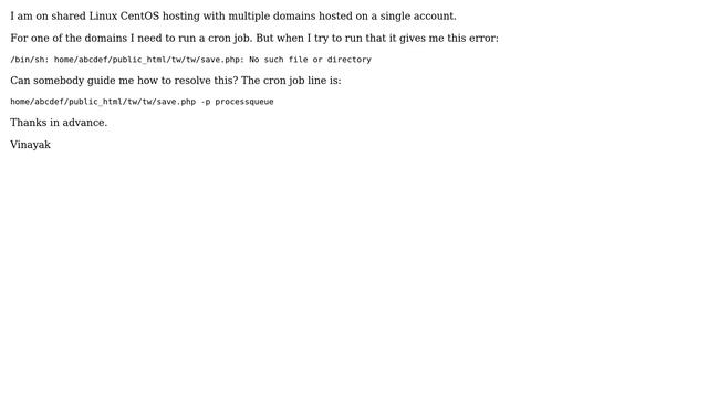 Cron Job problem - No such file or directory error смотреть онлайн