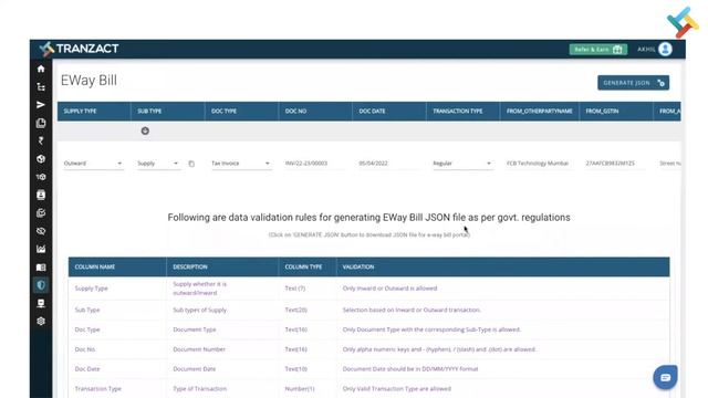 How to create JSON file (Eway Bill) on TranZact? смотреть онлайн